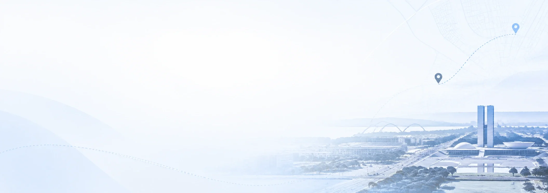 Vista panorâmica de Brasília e do Plano Piloto com rotas para mudanças em Sobradinho